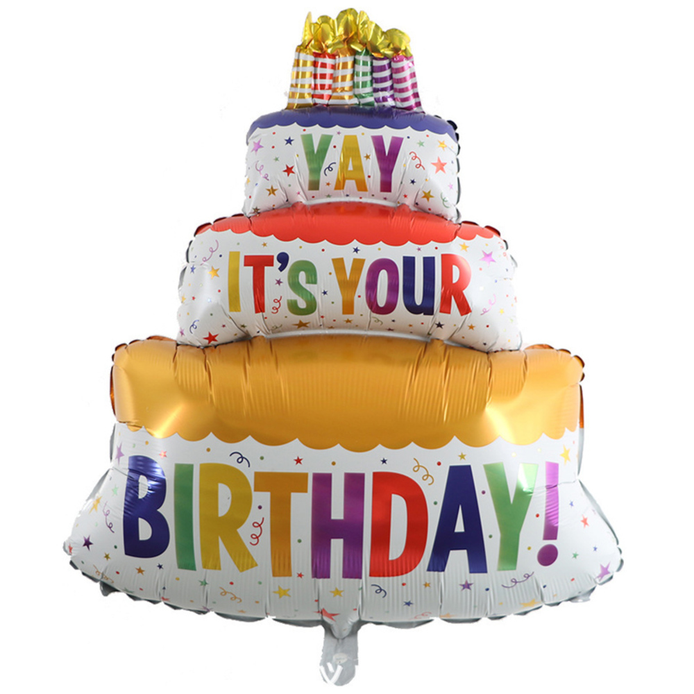 特大サイズ誕生日バルーン 飾り付け 100cm 大きいふうせん ケーキ型 バースデーパーティー 簡単 キャンドル 祝い 男の子 女の子 記念 | 金色