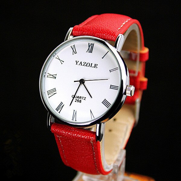 ヤゾール クォーツ時計 メンズ ファッション カジュアル ビジネス レザーストラップ メンズ時計 腕時計 父の日 | 赤×白