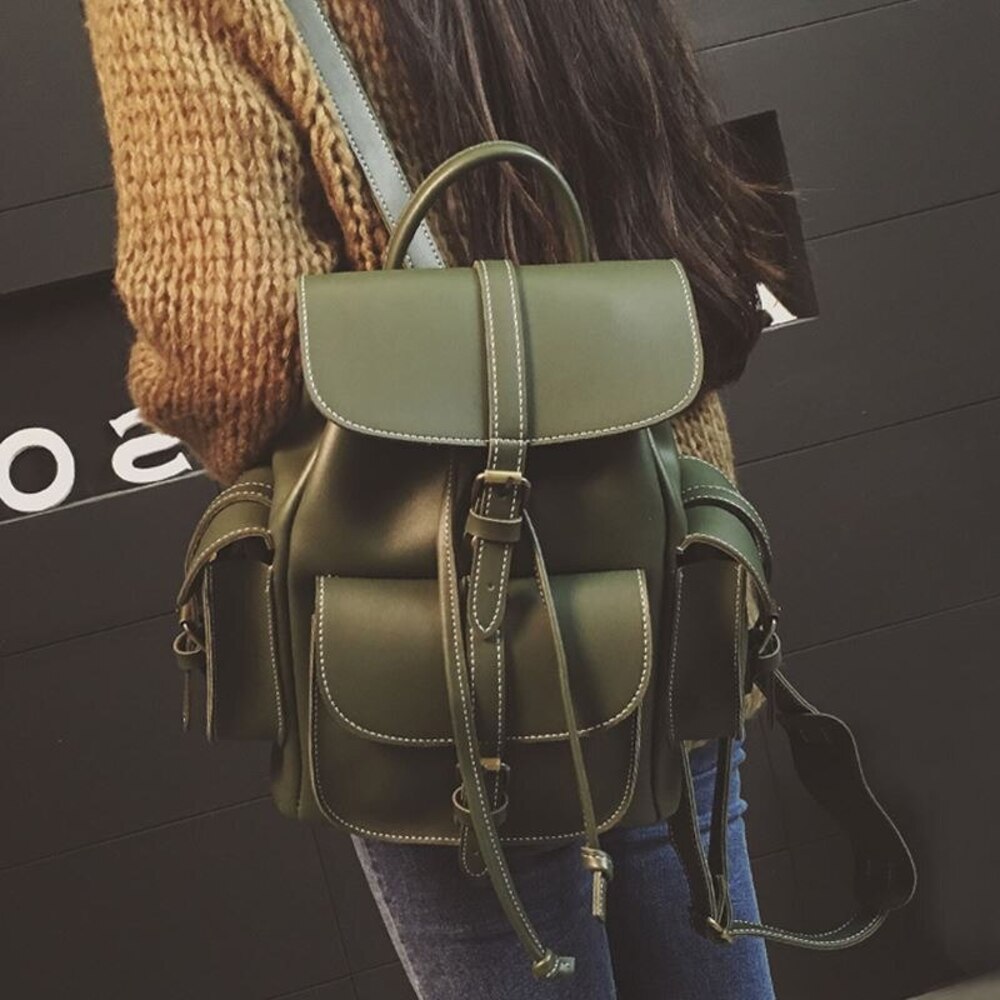 レディース リュック 通勤 通学 学校 ビジネス Bagpack 女性 Pu レザーバックパック 鞄 かばん 大容量 A4 おしゃれ かわいい | 緑