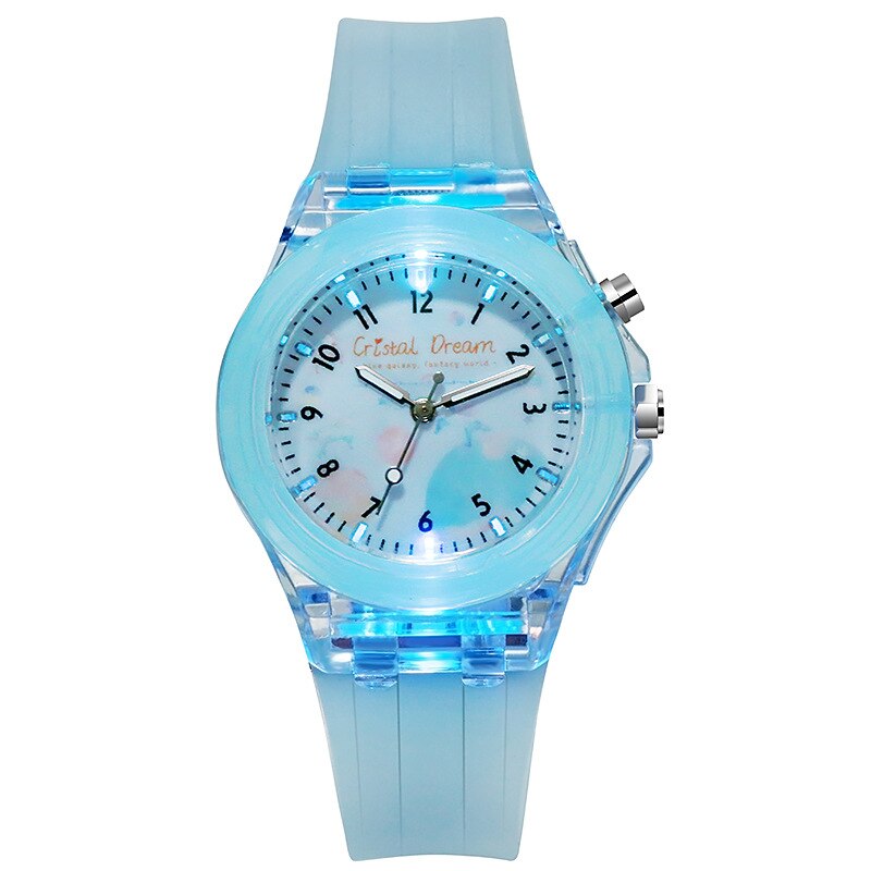 子供向けの時計 ファッション時計 シリコンバンド 光る時計 かわいい子供の腕時計 子供に贈るギフト 腕時計 | スカイブルー