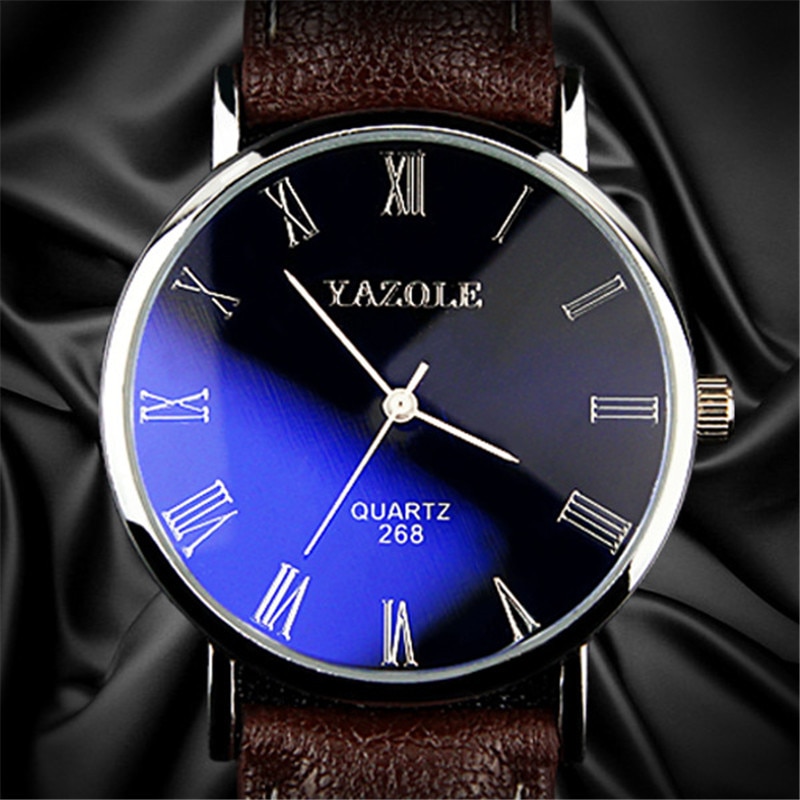 ヤゾール クォーツ時計 メンズ ファッション カジュアル ビジネス レザーストラップ メンズ時計 腕時計 父の日 | 黒×茶